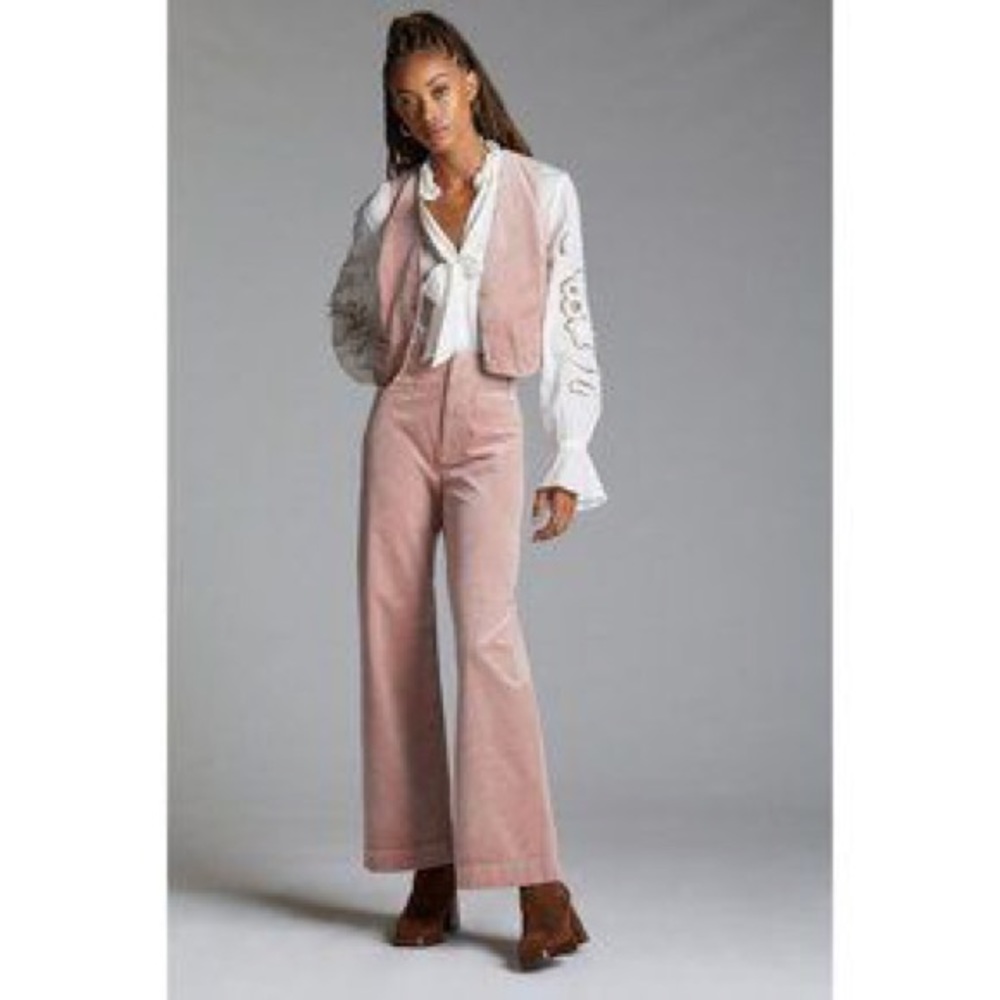 NWOT Barbie Inspired Corduroy Vest and high waisted bell bottom pants